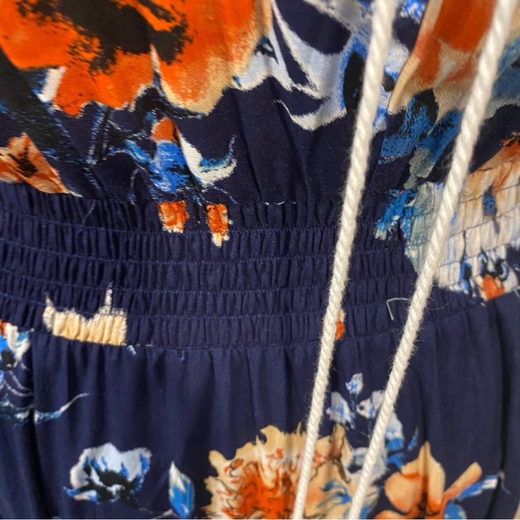 Kormei Dress Woman’s XL high low floral short sleeve 52” length smocked V neck - Picture 16 of 16